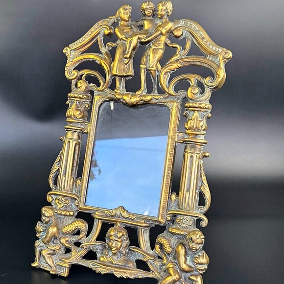 Other - Antique Art Nouveau Brass Picture Frame – 14" Tall